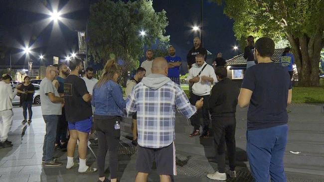 People gathered outside Liverpool hospital on Monday night after Bishop Emmanuel was taken to hospital. Picture: TNV