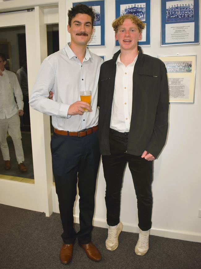 The Mirboo North Football Netball Club Tigers Presentation Night 2024 on Saturday, September 21, 2024: Blake Peters and Ollie Mahoney. Picture: Jack Colantuono