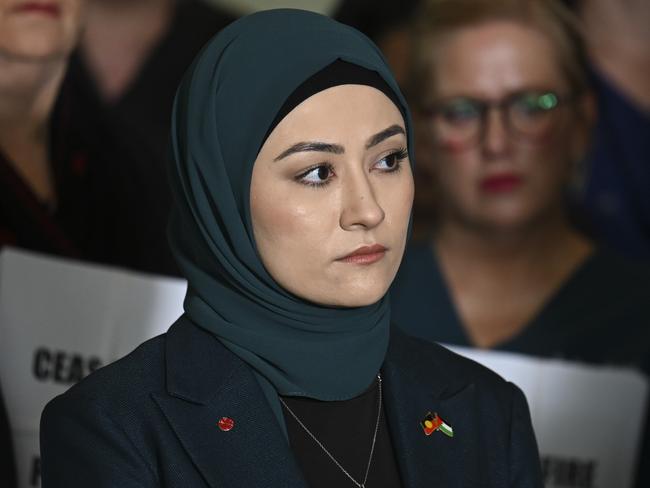 Labor senator Fatima Payman broke ranks with her party to condemn Israel. Picture: Martin Ollman