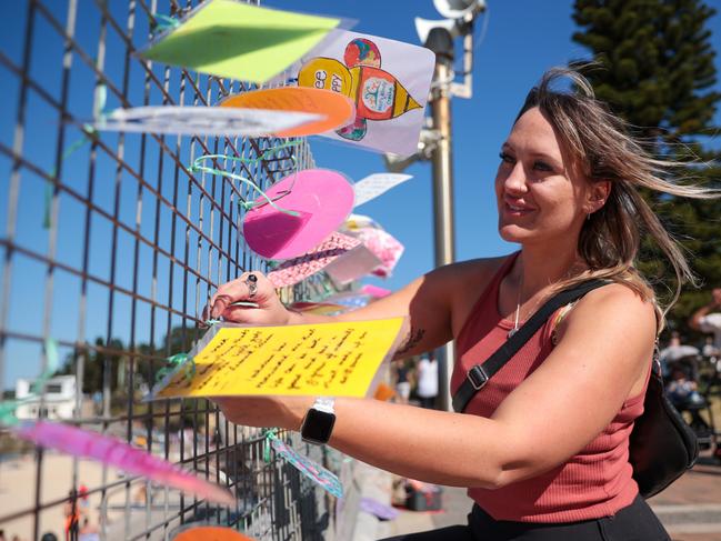 Sarah Lance, who started the hope message wall at Coogee Beach, today. Picture: Justin Lloyd.