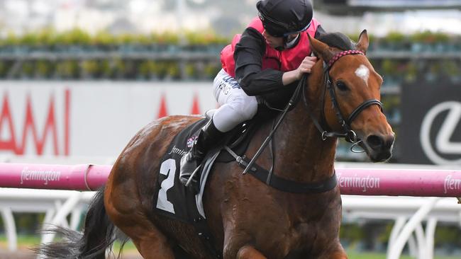 Barthelona salutes at Flemington last month. Picture: Getty Images