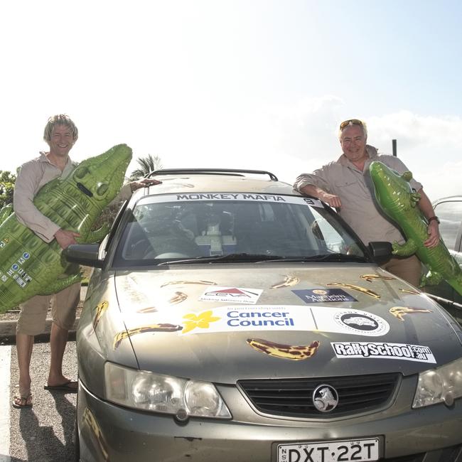 Monkey Mafia team of Olivier Loyez with Oliver Rees hail from Northern beaches Sydney and at the last minute on the second car attempt for this rally. Shitbox Rally 15th October, 2022. Picture: Marty Strecker
