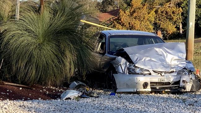 The damage on Swan’s car shows the impact when he careered into the car carrying Ron and Robyn Thomson. Picture: Peter Lorimer