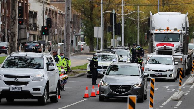 Police have created a 'ring of steel' around the park. Picture: Alex Coppel