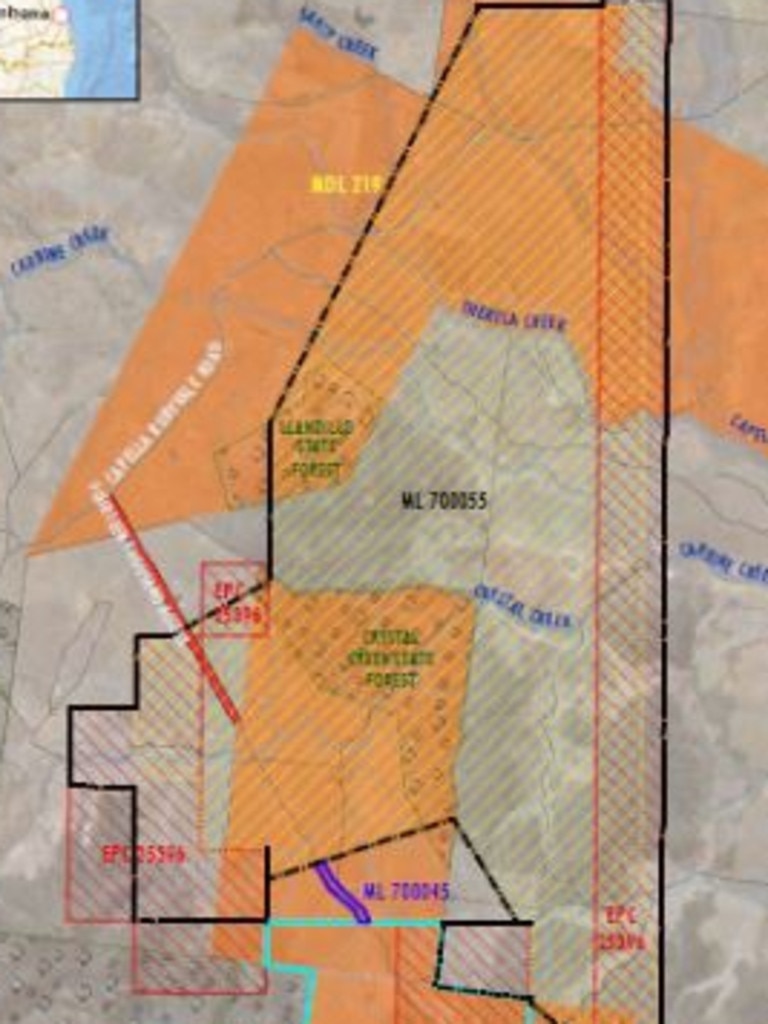 A map of the proposed Valeria coal mine. Picture: Glencore