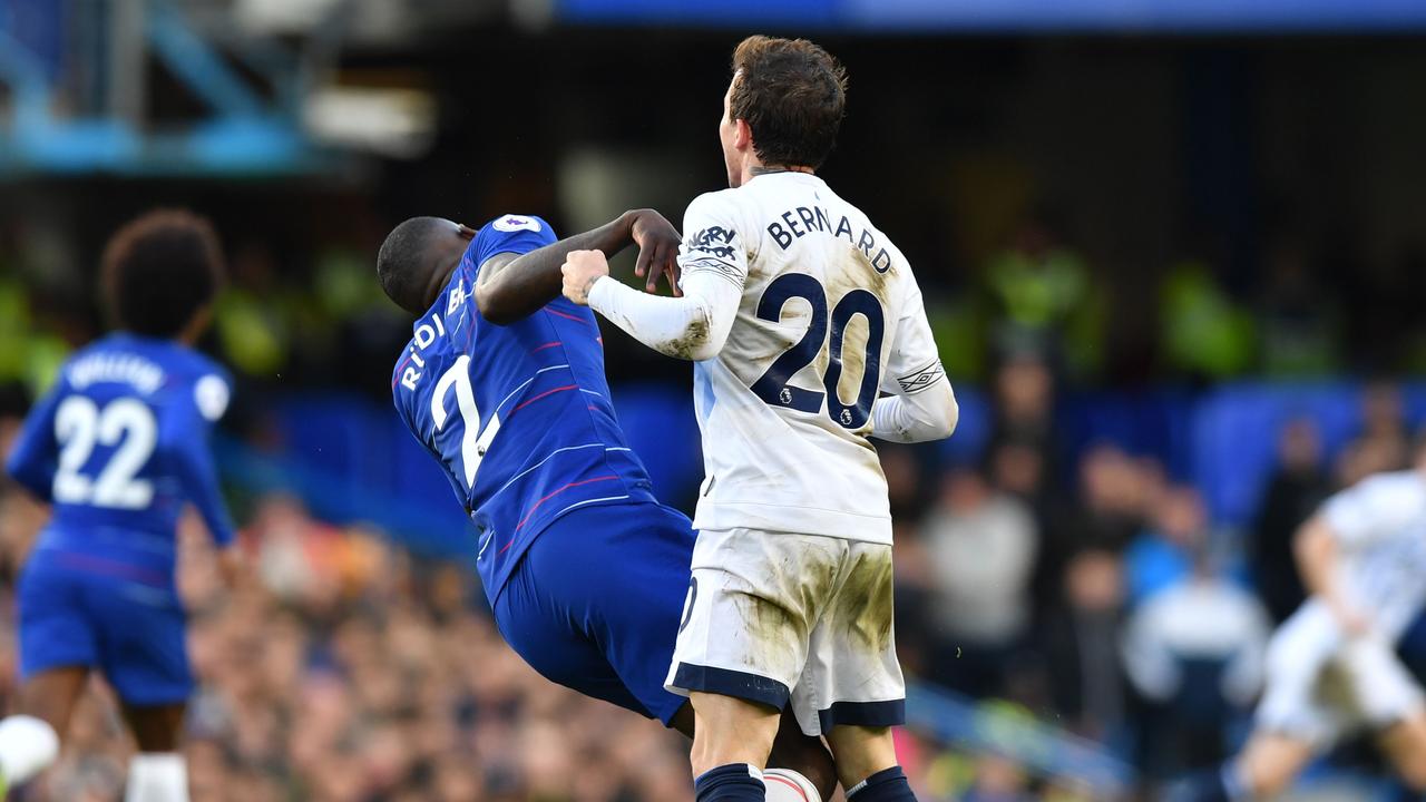 Antonio Rudiger went to ground after a ‘headbutt’ from Bernard... who is significantly shorter than him