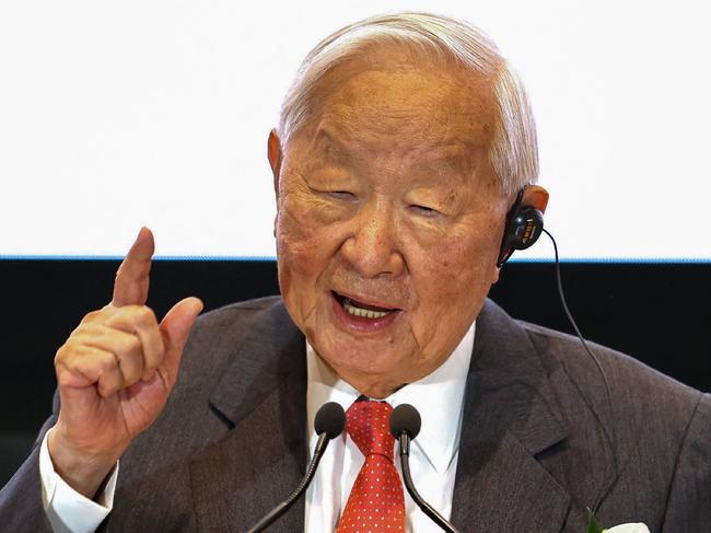 Founder of Taiwan's chip giant Taiwan Semiconductor Manufacturing Company (TSMC) Morris Chang speaks during the opening ceremony for the new semiconductor plant by Japan Advanced Semiconductor Manufacturing Company (JASM), in Kikuyo of the Kikuchi district, Kumamoto prefecture on February 24, 2024. (Photo by JIJI PRESS / AFP) / Japan OUT