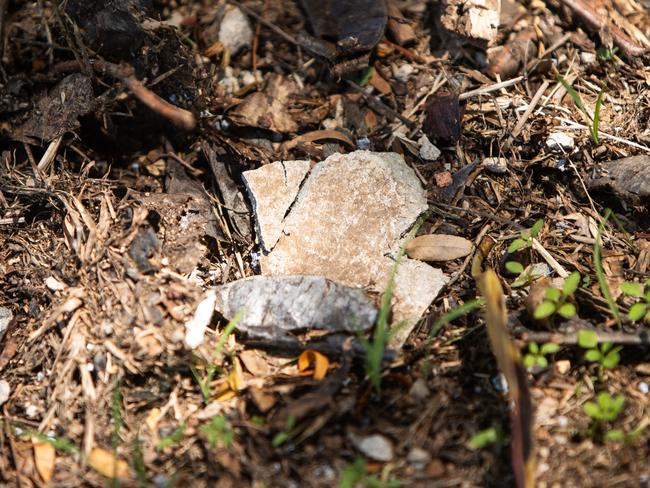 The Telegraph last month found chunks of what appeared to be asbestos near the Prospect Highway upgrade site last month. Picture: by Julian Andrews