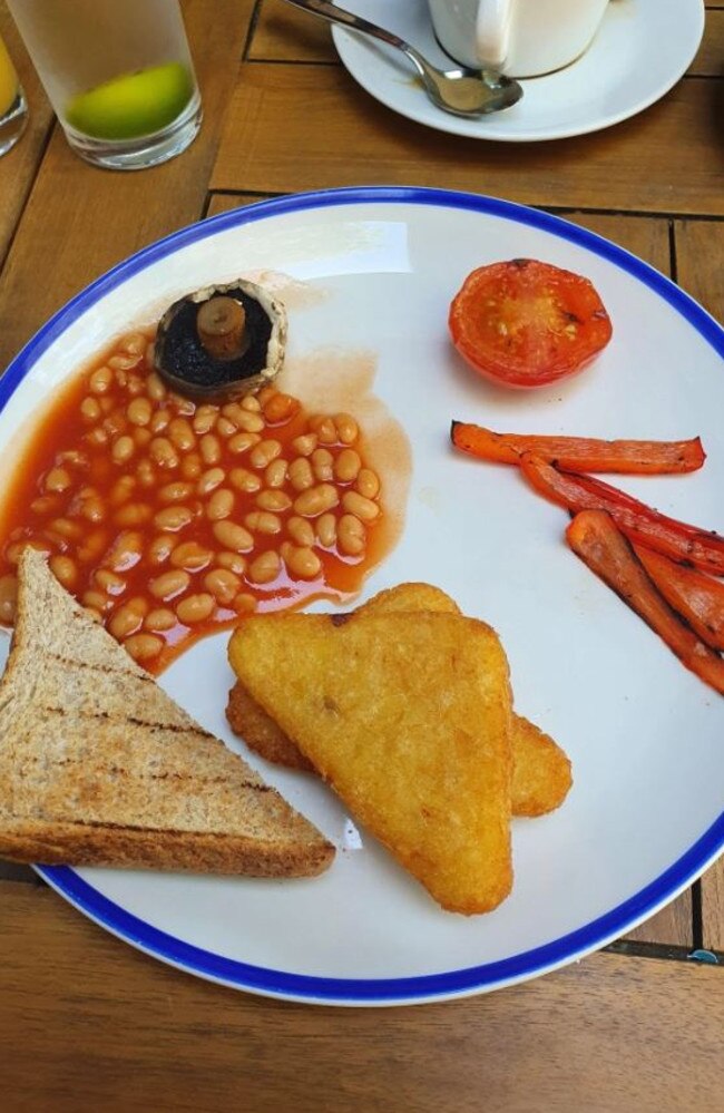 Jennifer Carr was unhappy to be served up this $18 dish on holiday. Picture: Jennifer Carr