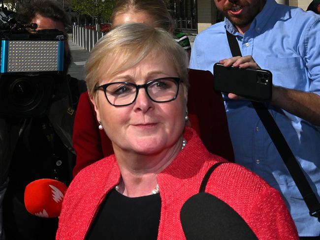 Liberal senator Linda Reynolds leaves the ACT Supreme Court in Canberra, Monday, October 17, 2022. Former Liberal Party staffer Bruce Lehrmann is accused of raping a colleague Brittany Higgins at Parliament House in 2019. (AAP Image/Mick Tsikas) NO ARCHIVING