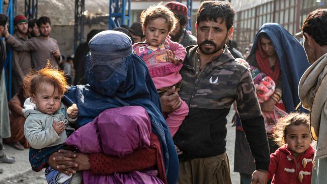 Afghan refugees from Pakistan arrive at Torkham border crossin in Nangarhar province on Thursday2023. More than 165,000 Afghans have fled Pakistan in the month since its government ordered 1.7 million people to leave. Picture: AFP