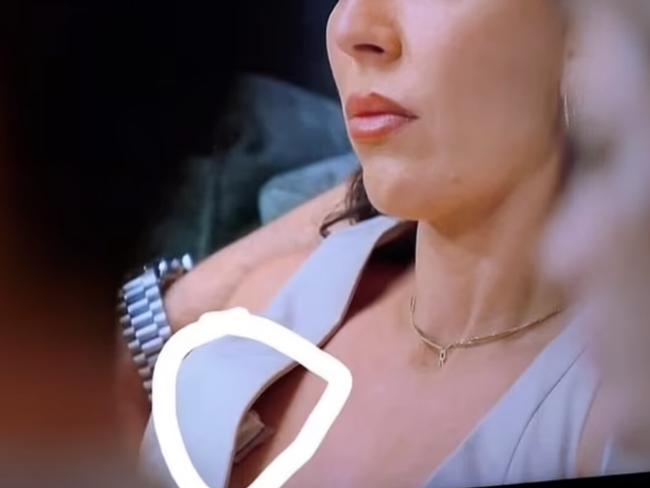 MAFS bride Rhi has denied the object in her shirt was a "bag". Picture: Facebook