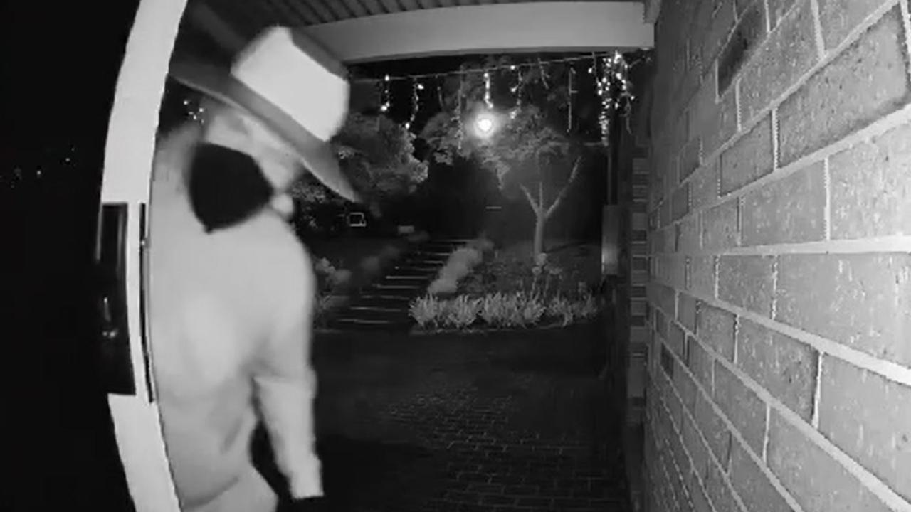 Geelong night stalker: Security footage at a Bell Post Hill home captures a man attempting to gain access to their home.