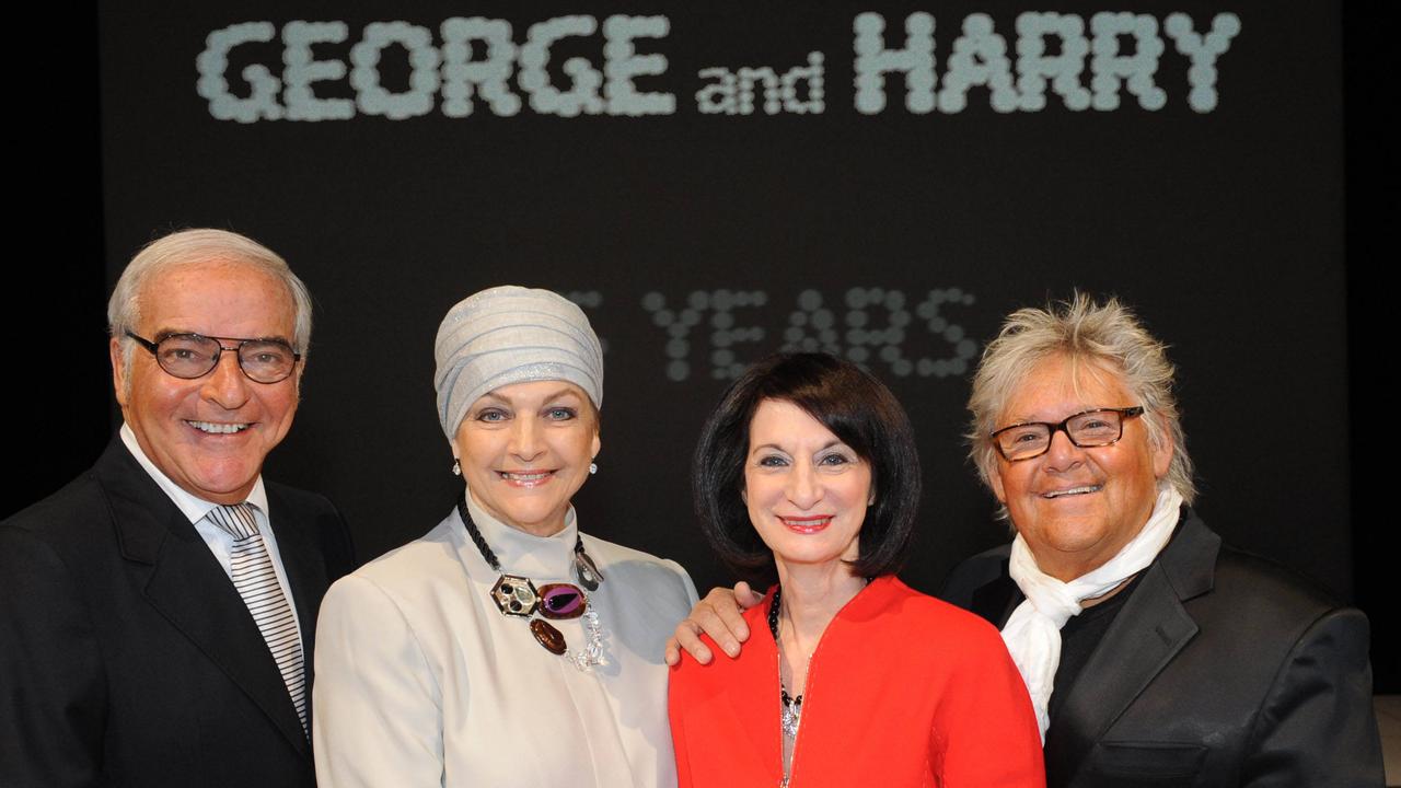 George and Harry with media identity Maggie Tabberer and Advertiser Sunday Mail Foundation patron Angela Condous at an ASMF luncheon in Adelaide.