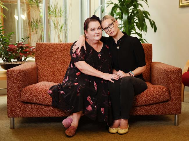 Tilly’s mum, Emma Mason, left, with Charlotte’s mum, Kelly O’Brien, attended the roundtable to discuss bullying in schools with ministers and industry leaders. Picture: Rohan Kelly.