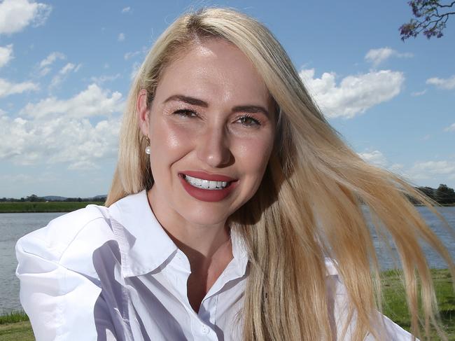 Brooke Vitnell, Liberal candidate for Paterson, on the banks of the picturesque Hunter River at Raymond Terrace. Picture by Peter Lorimer.