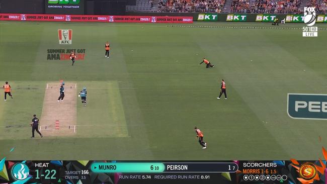 Ashton Agar's brilliant run out caught Jimmy Peirson well short.