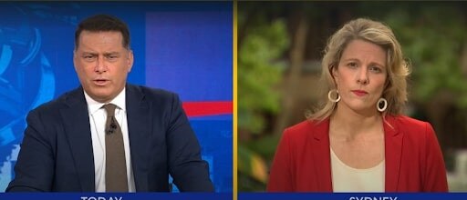 Karl Stefanovic clashed with the Home Affairs Minister Clare O’Neil on whether the government was doing enough to defuse tensions over the Israel-Gaza conflict. Picture: Channel 9