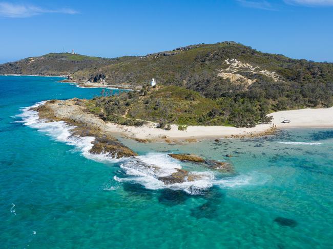 Aerial of campaing ground and beach on the northern end of the island, North point, Moreton Island, QLDcredit: Keiran Luskescapecruise deals14 march 2021