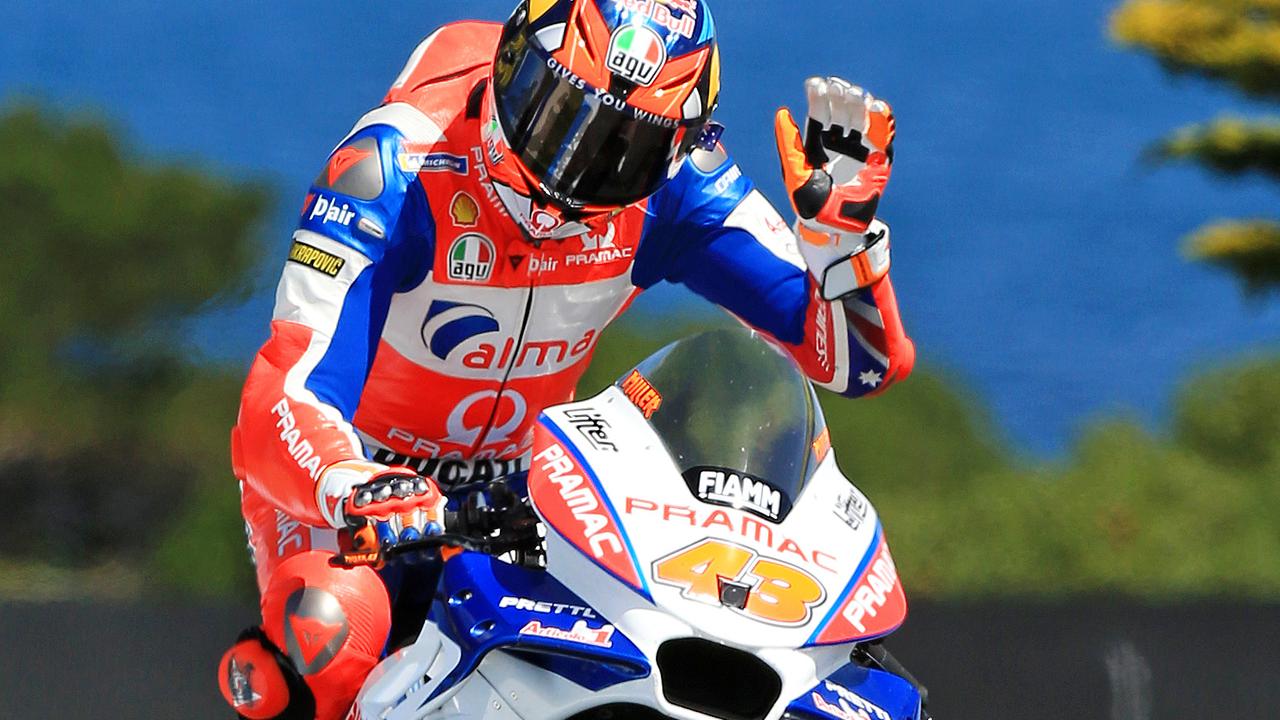 Jack Miller gives a wave at the end of Free Practice 1 at Phillip Island. Picture: Mark Stewart