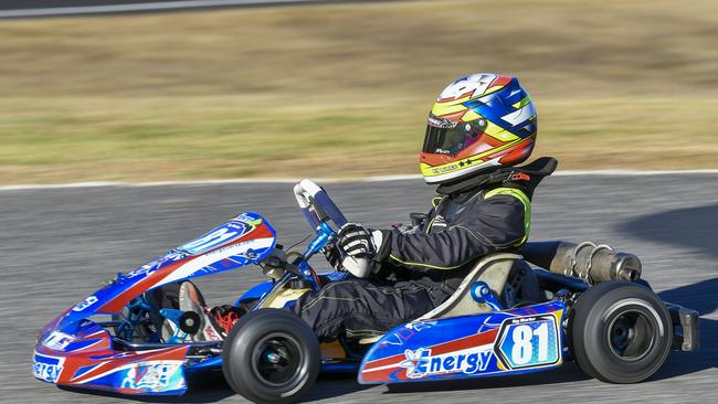 Ky Burke is a young karting star on the rise from Bundaberg. Picture: Matt Taylor