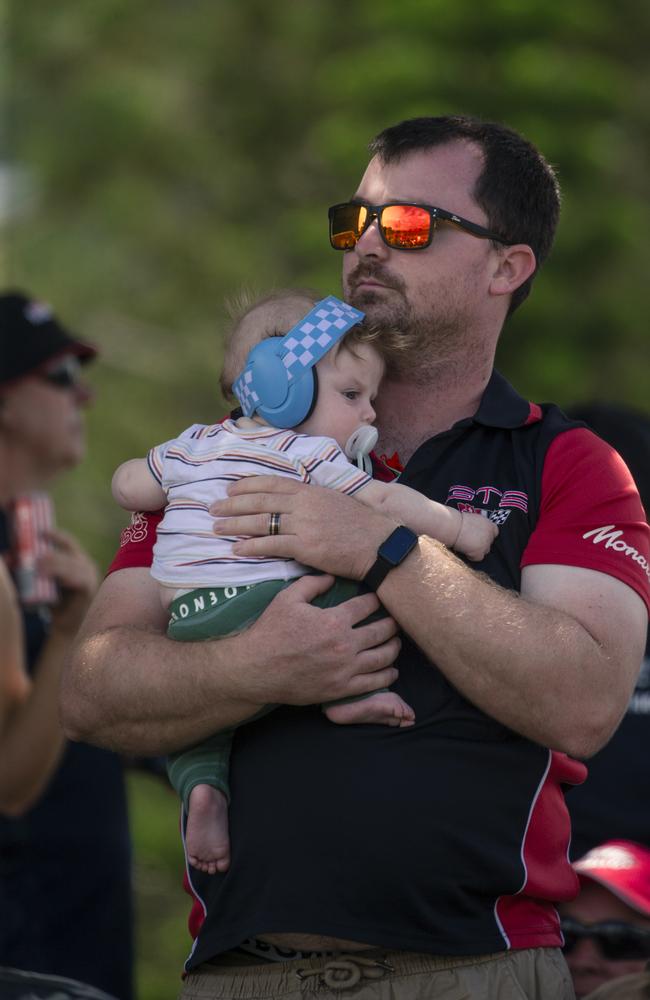 Luke Thomas and son Wyatt enjoying the 2024 Gold Coast 500. Picture: Glenn Campbell