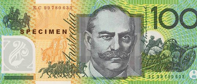 The genuine Australian $100 bank note. Picture: Supplied