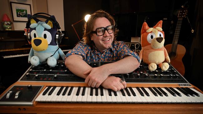 Bluey soundtrack composer Joff Bush at his studio in Brisbane. Picture: Lyndon Mechielsen / The Australian