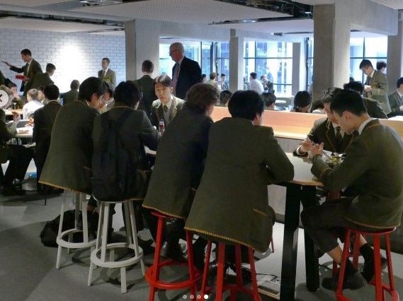 Victoria’s Trinity Grammar School Kew transformed its tuck shop into a sit-down cafeteria in 2020. Picture: Instagram