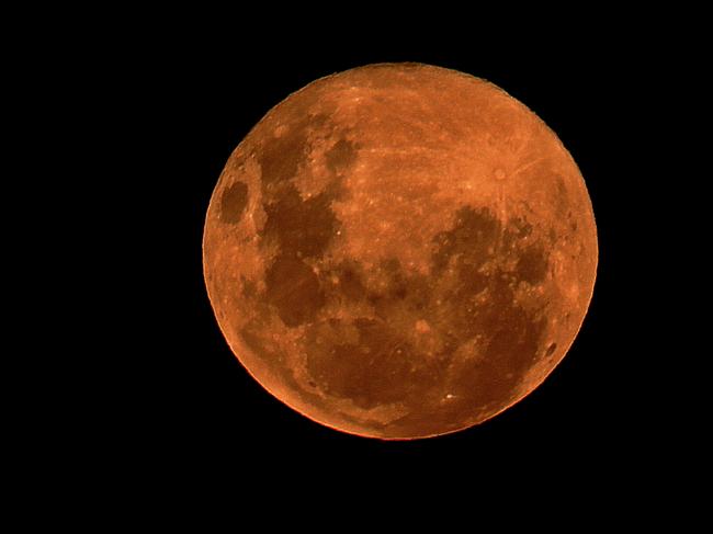 SYDNEY, AUSTRALIA - NewsWire Photos APRIL 27, 2021: The April Supermoon, also known as the 'Pink Moon' is pictured rising over Bronte Beach in Sydney, Australia. Picture: NCA NewsWire/Nicholas Eagar