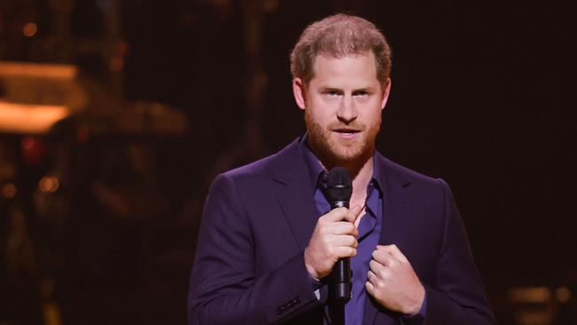 Prince Harry, Duke of Sussex speaks on stage during the Invictus Games. Picture: Getty Images