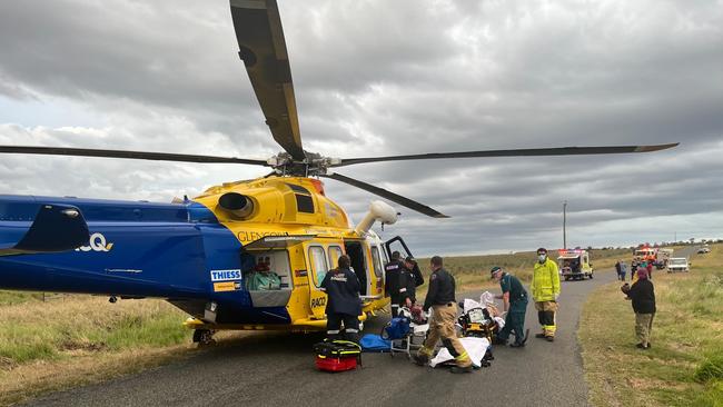 RACQ CapRescue was called to attend a single-motorbike crash on Rannes Road, west of Goovigen, on October 11, 2022. Picture: RACQ CapRescue