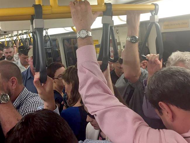 When trains did arrive, they were packed. Picture: RACQ/ Twitter