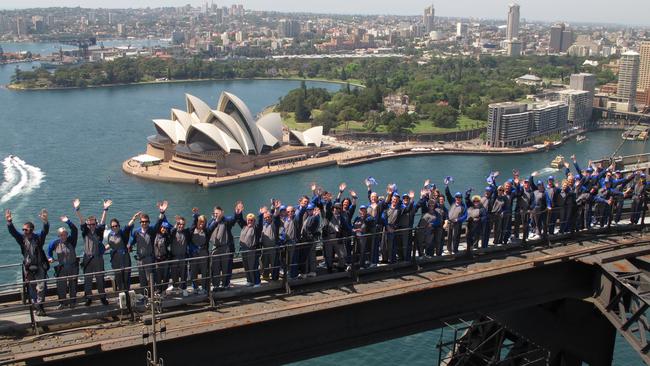 The Northern Territory’s chief minister Adam Giles said this month tourists should be allowed to climb Uluru just as they climbed the Sydney Harbour Bridge. Picture: Bridgeclimb