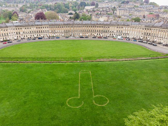 The Royal Crescent attracted a phallic design ahead of its coronation party. Picture: SWNS