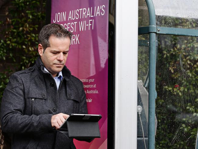 A Telstra customer accessing their broadband allowance using the country's largest wi-fi network, Telstra Air. Picture: Adam Yip