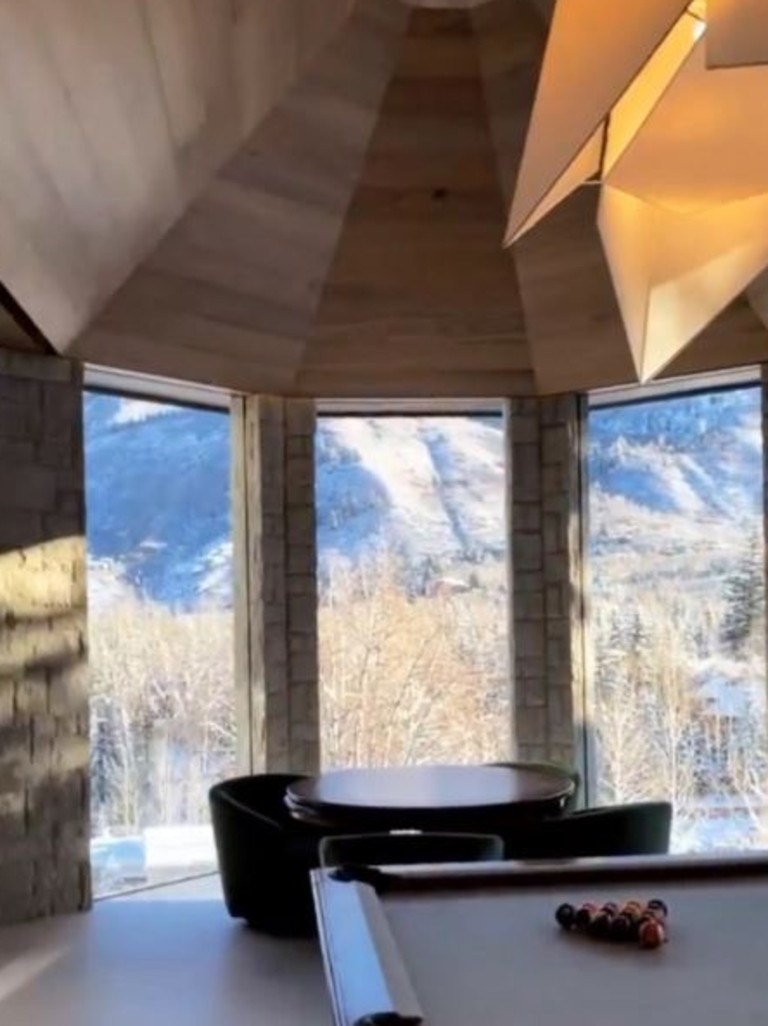 The game room overlooks a snowy mountain-scape. Picture: Instagram