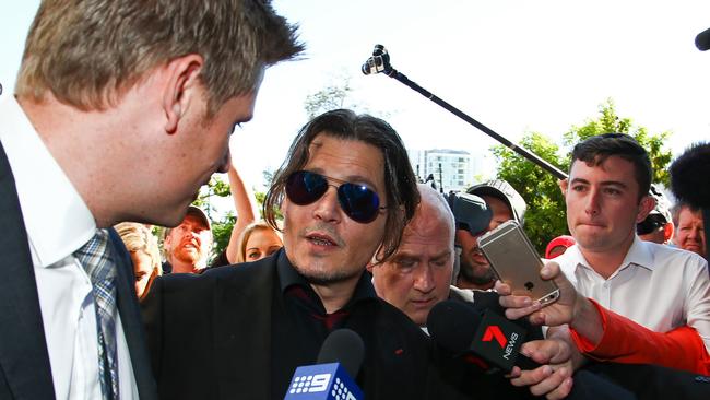 US actor Johnny Depp arrives at a court.