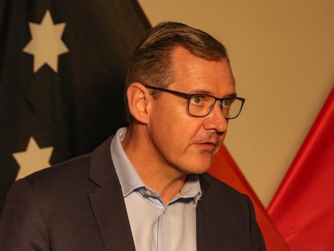 Chief Minister Michael Gunner address the media. Picture: Glenn Campbell