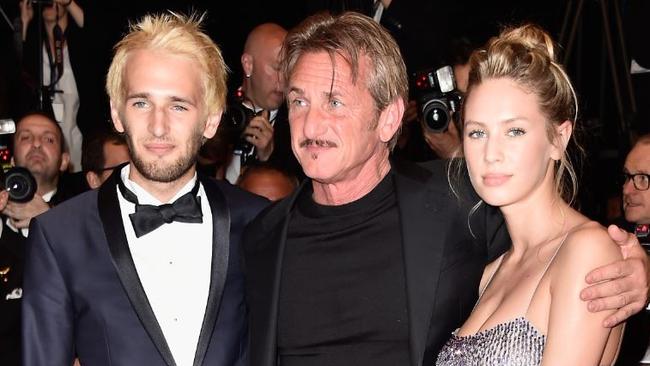 Sean Penn, his son Hopper Penn and his daughter Dylan Penn in May. Picture: Pascal Le Segretain/Getty Images