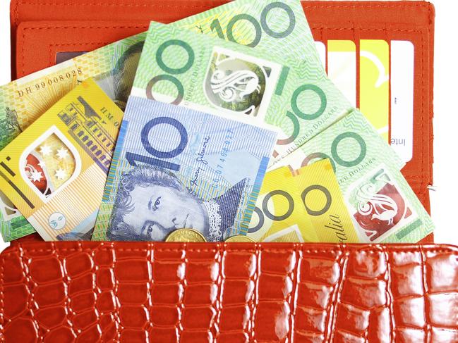 Red wallet and Australian cash. Picture: iStock.