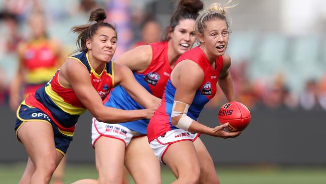 Rising Star Tyla Hanks has cemented her place in the midfield at the Demons.