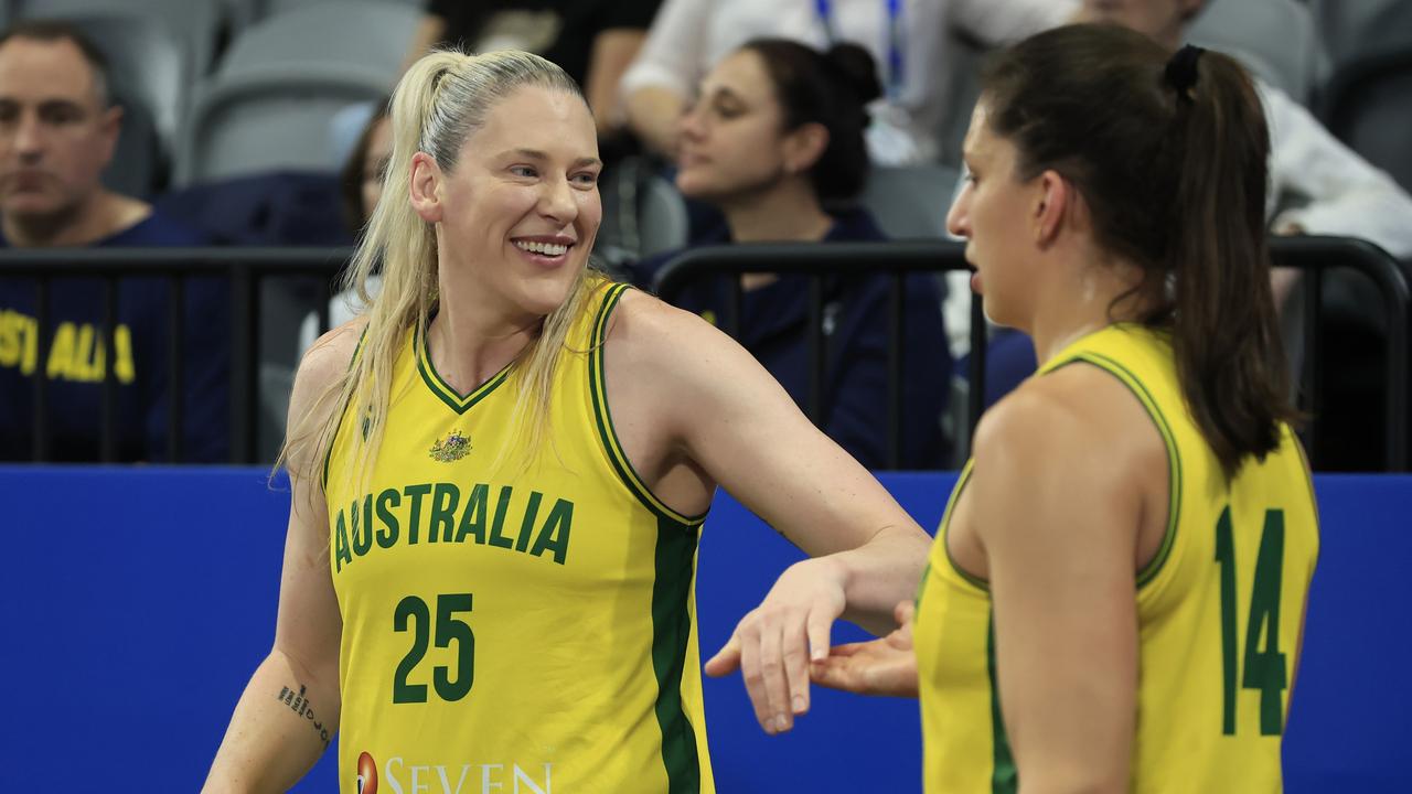 Lauren Jackson with Marianna Tolo.