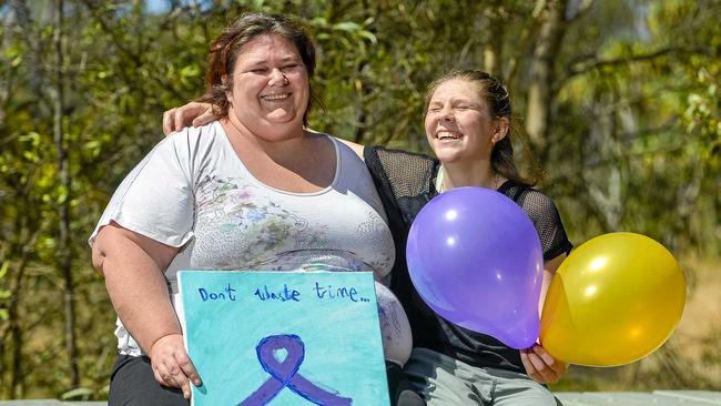 Lauren Salisbury and her daughter, Ivy Salisbury at Tondoon Botanic Gardens. Lauren is building awareness for domestic violence after a history with it herself. Picture: Matt Taylor GLA041018TOND