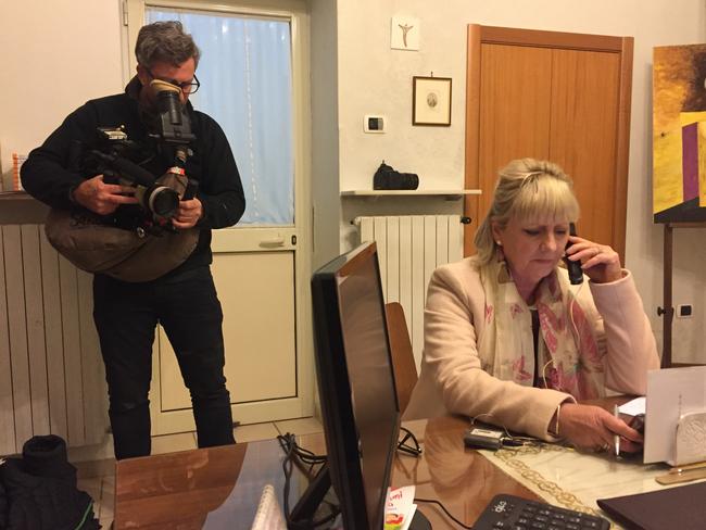 Journalist Debi Marshall during the filming of the Foxtel documentary <i>Frozen Lies</i>. Picture: Supplied