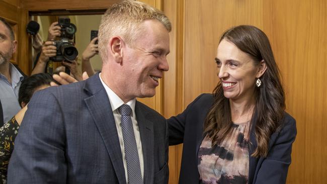 Jacinda Ardern with Chris Hipkins on Sunday. Picture: NZ Herald