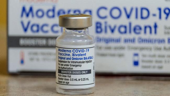 A vial of the Moderna Covid-19 vaccine. Picture: Ringo Chiu/AFP.