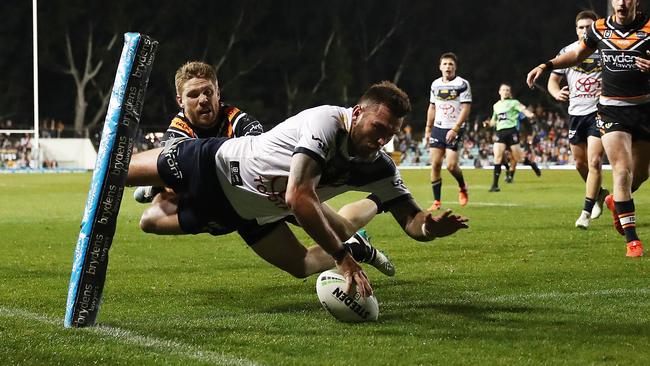 Kyle Feldt scored the Cowboys’ sole try. Picture: Mark Metcalfe