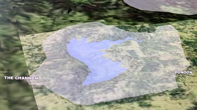 A 3D model of the proposed Dunoon dam, part of a digital map created by Rous County Council.