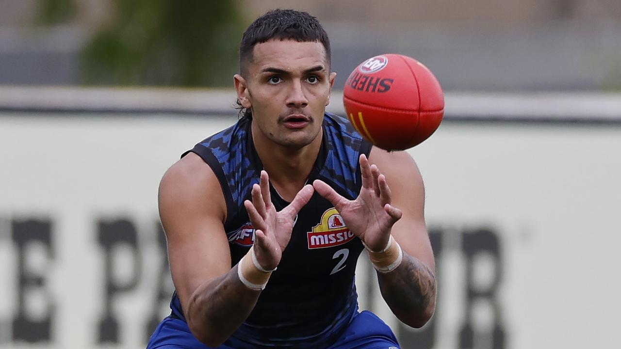 NCA. MELBOURNE, AUSTRALIA. 19th February, 2025 . Western Bulldogs training at the Whitten Oval.   Bulldog Jamarra Ugle-Hagan back  at training today   .  Picture: Michael Klein